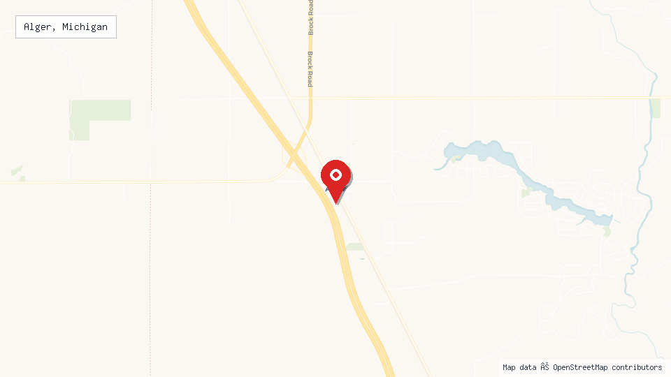 Street map of Alger, Michigan with location pin