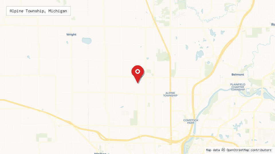 Street map of Alpine Township, Michigan with location pin
