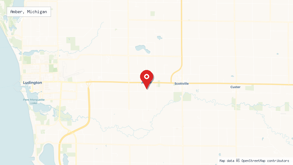 Street map of Amber, Michigan with location pin