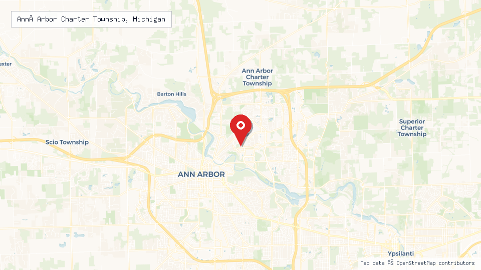 Street map of Ann Arbor Charter Township, Michigan with location pin