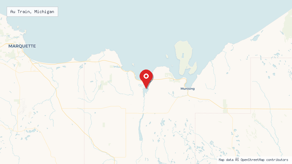Street map of Au Train, Michigan with location pin