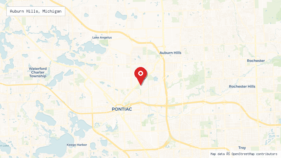 Street map of Auburn Hills, Michigan with location pin
