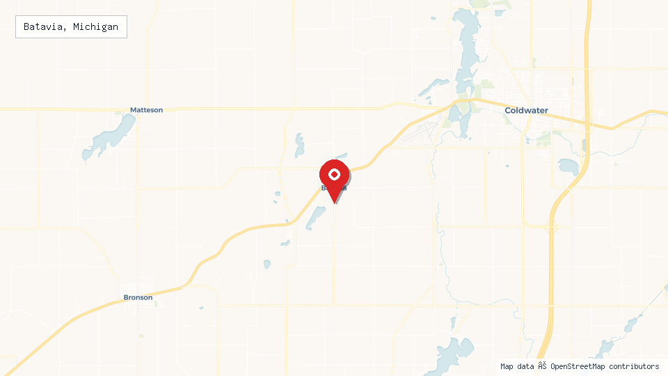 Street map of Batavia, Michigan with location pin