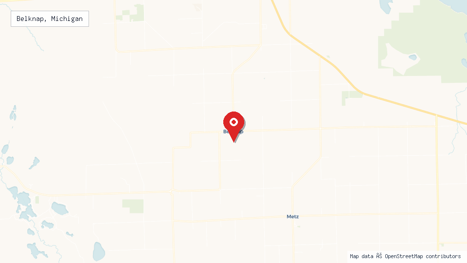 Street map of Belknap, Michigan with location pin