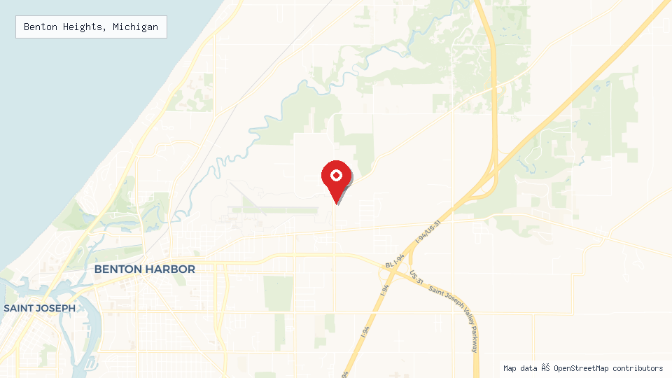 Street map of Benton Heights, Michigan with location pin