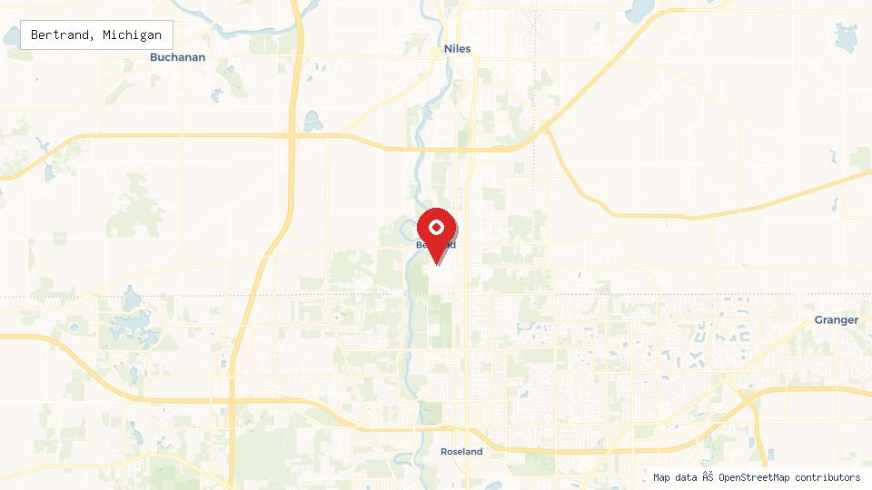 Street map of Bertrand, Michigan with location pin
