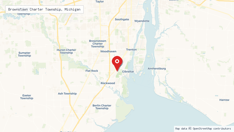 Street map of Brownstown Charter Township, Michigan with location pin
