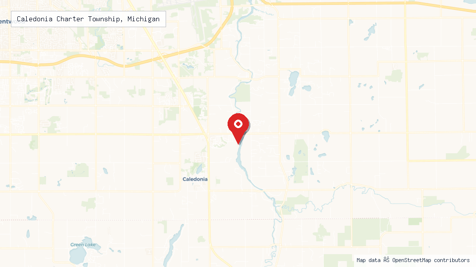 Street map of Caledonia Charter Township, Michigan with location pin