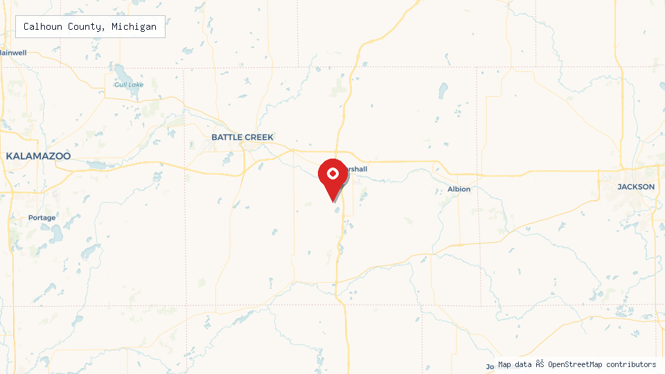 Street map of Calhoun County, Michigan with location pin