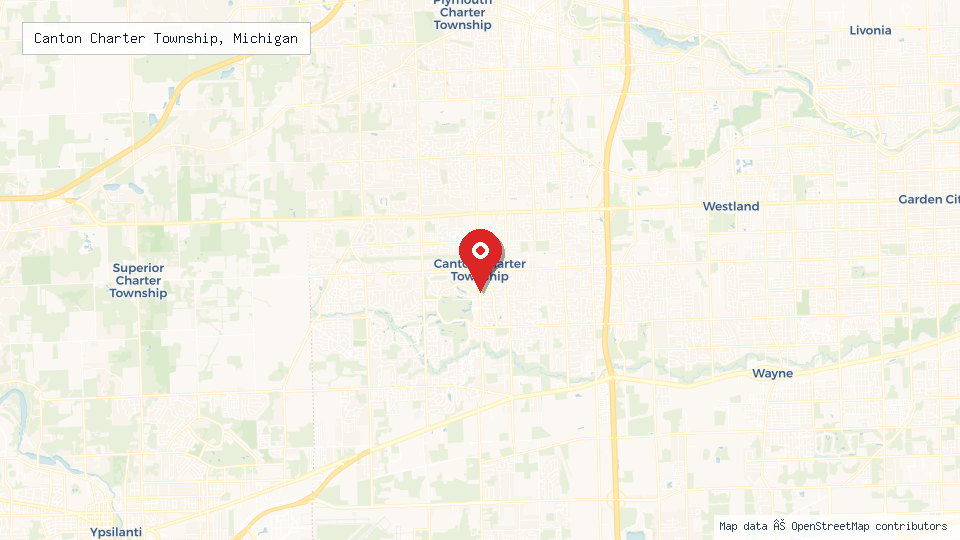 Street map of Canton Charter Township, Michigan with location pin