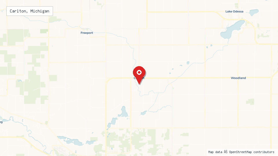 Street map of Carlton, Michigan with location pin