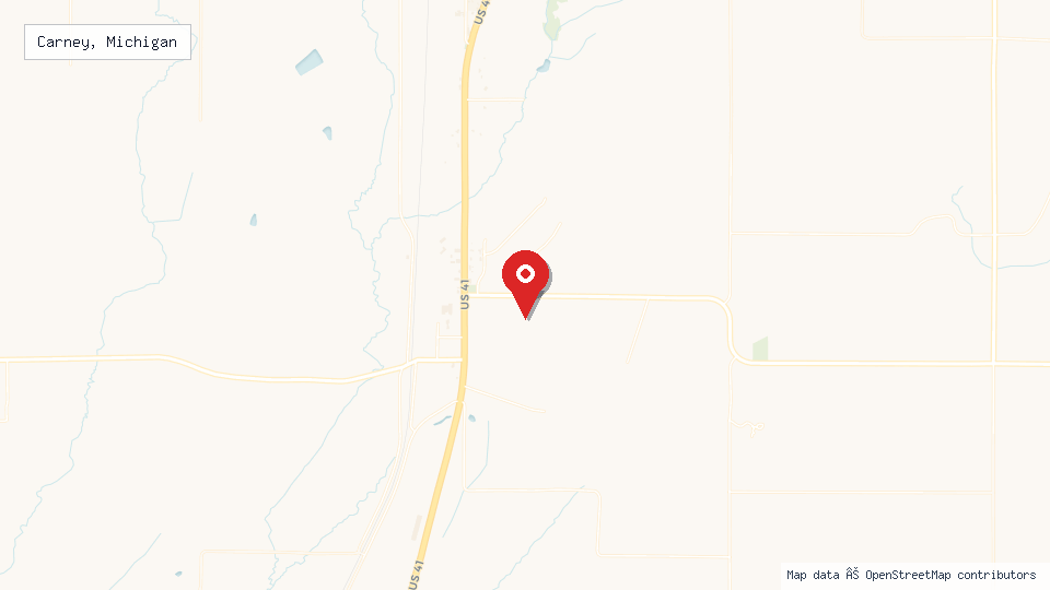 Street map of Carney, Michigan with location pin