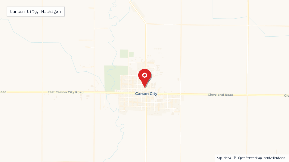 Street map of Carson City, Michigan with location pin