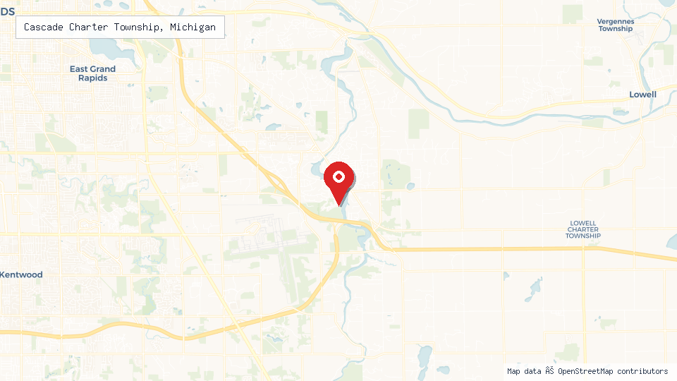 Street map of Cascade Charter Township, Michigan with location pin