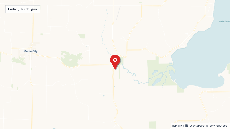Street map of Cedar, Michigan with location pin