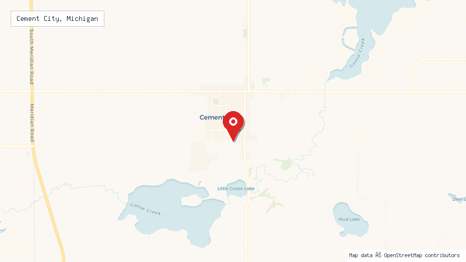 Street map of Cement City, Michigan with location pin