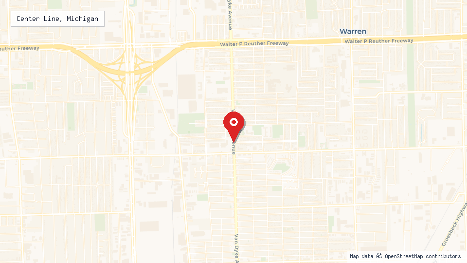 Street map of Center Line, Michigan with location pin