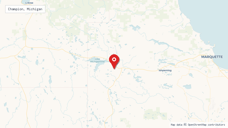 Street map of Champion, Michigan with location pin