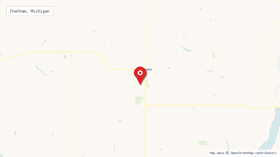 Street map of Chatham, Michigan with location pin
