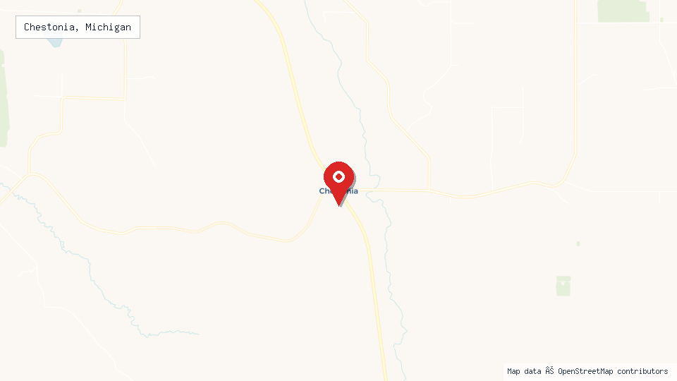 Street map of Chestonia, Michigan with location pin