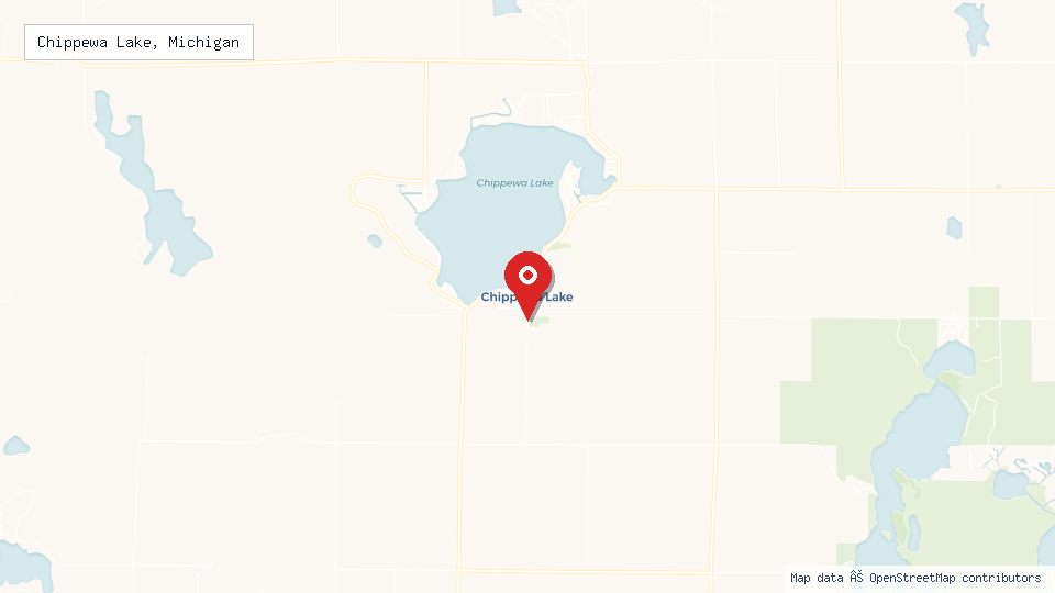 Street map of Chippewa Lake, Michigan with location pin