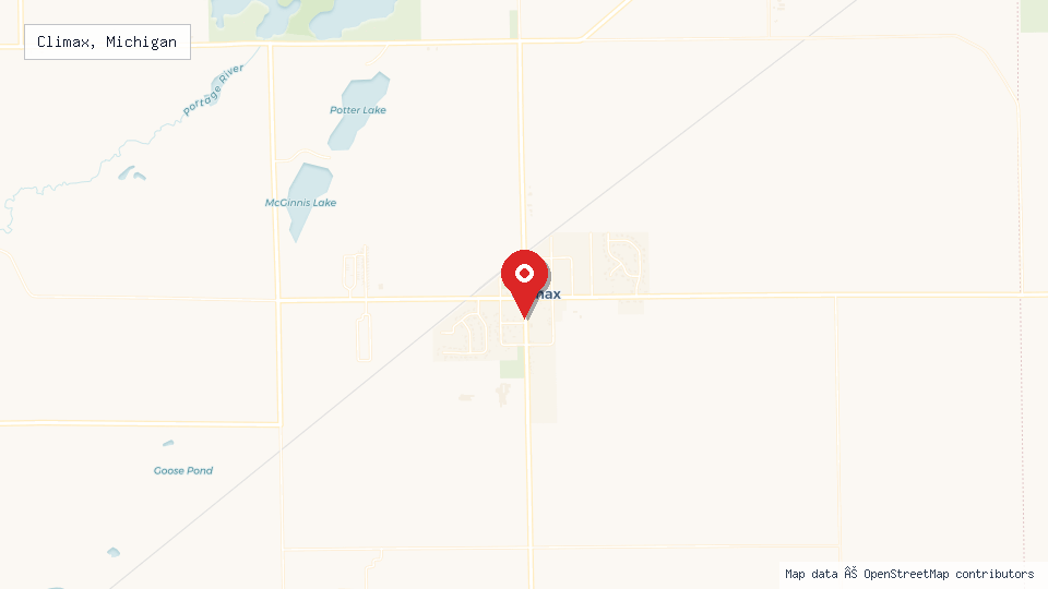 Street map of Climax, Michigan with location pin