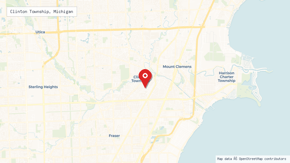 Street map of Clinton Township, Michigan with location pin