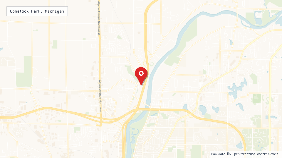 Street map of Comstock Park, Michigan with location pin