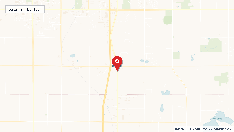 Street map of Corinth, Michigan with location pin