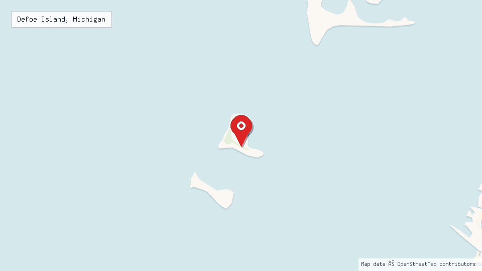Street map of Defoe Island, Michigan with location pin