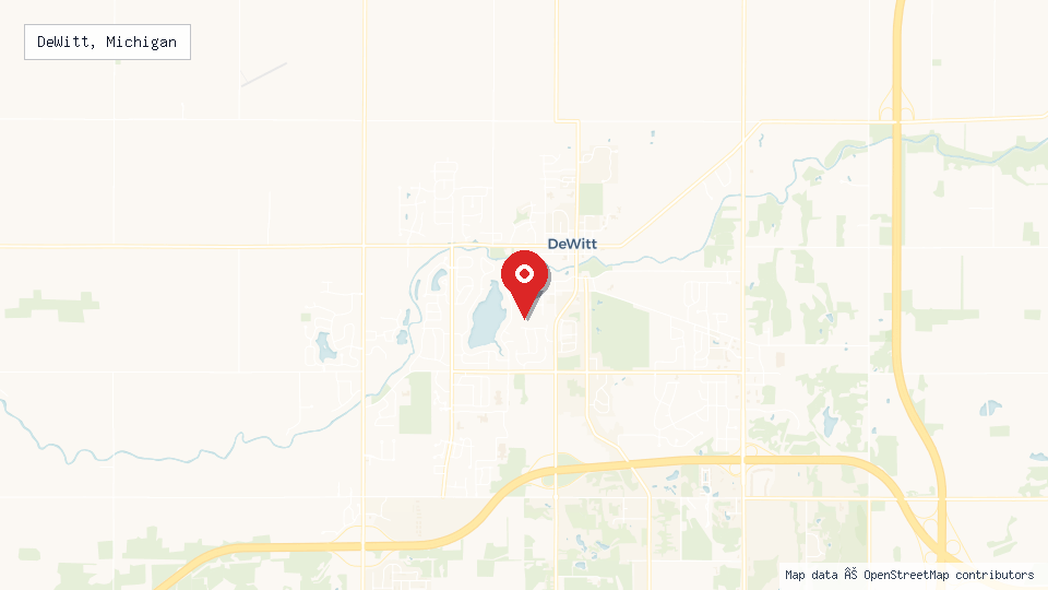 Street map of DeWitt, Michigan with location pin