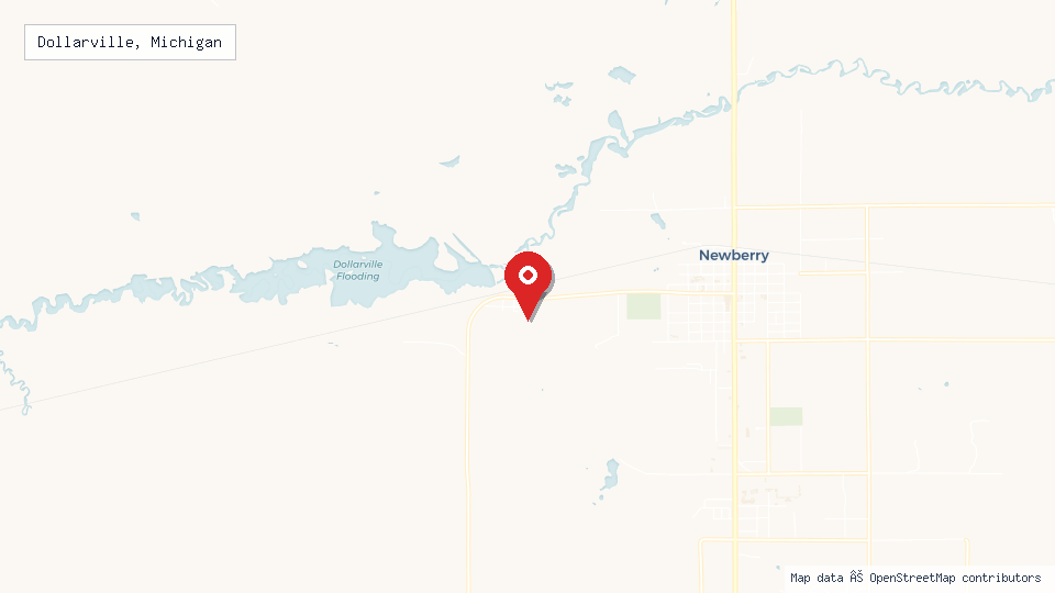 Street map of Dollarville, Michigan with location pin