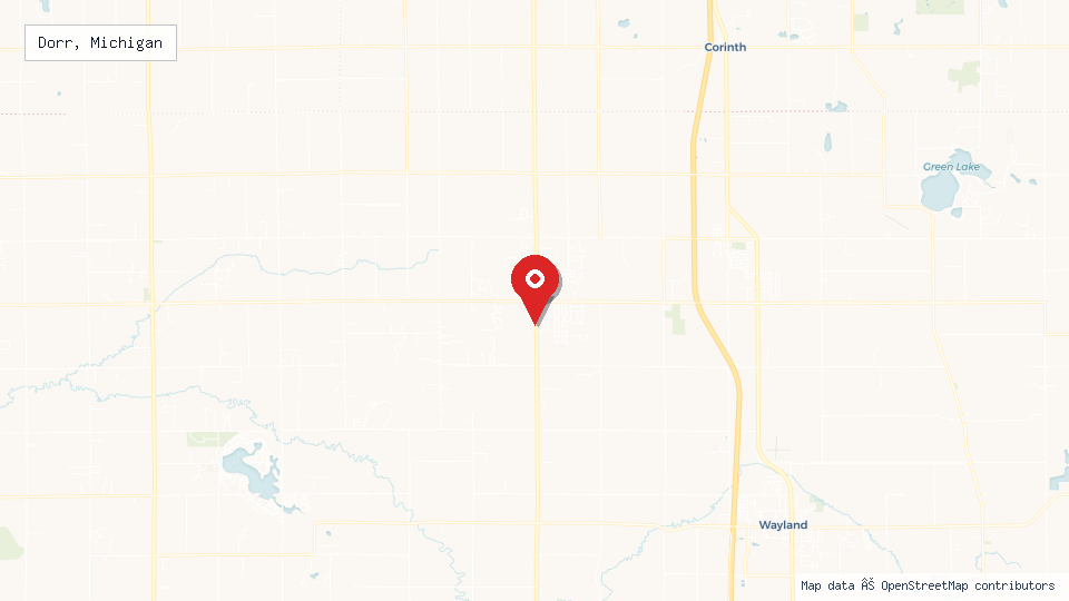 Street map of Dorr, Michigan with location pin