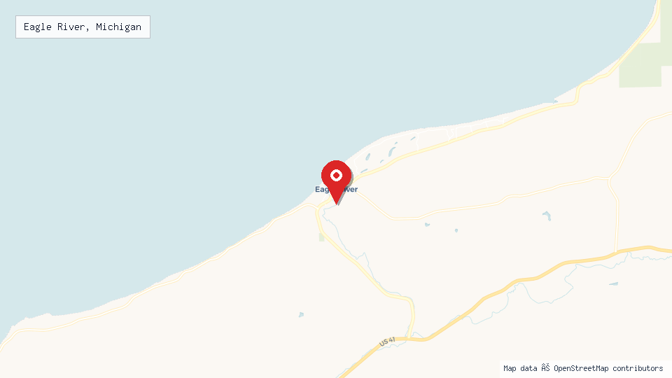 Street map of Eagle River, Michigan with location pin