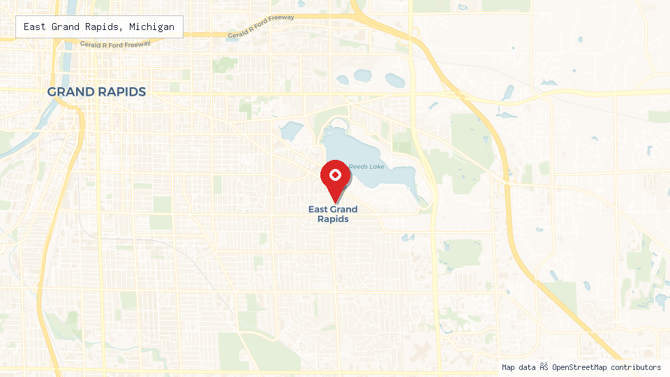 Street map of East Grand Rapids, Michigan with location pin