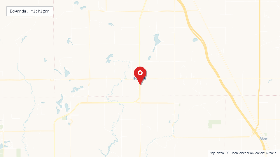 Street map of Edwards, Michigan with location pin
