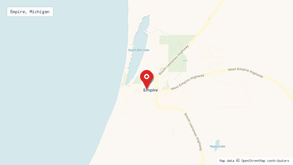 Street map of Empire, Michigan with location pin
