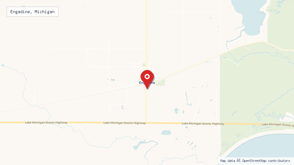 Street map of Engadine, Michigan with location pin