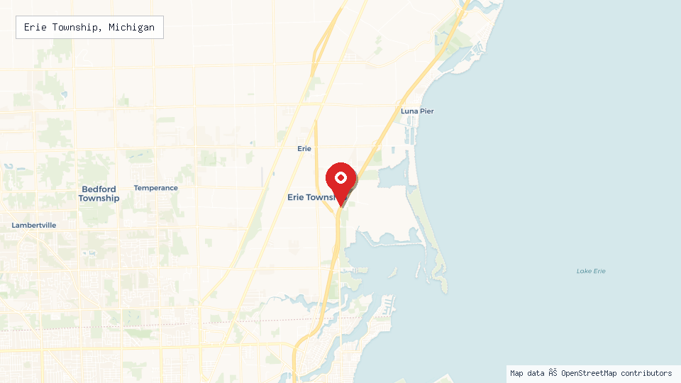 Street map of Erie Township, Michigan with location pin