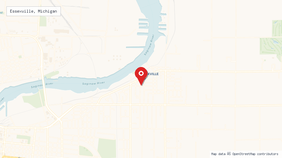 Street map of Essexville, Michigan with location pin