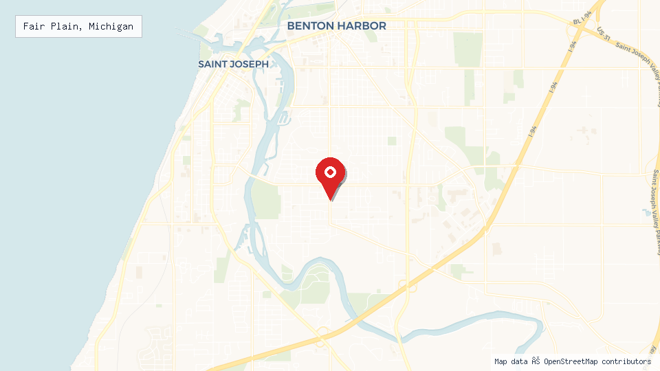Street map of Fair Plain, Michigan with location pin