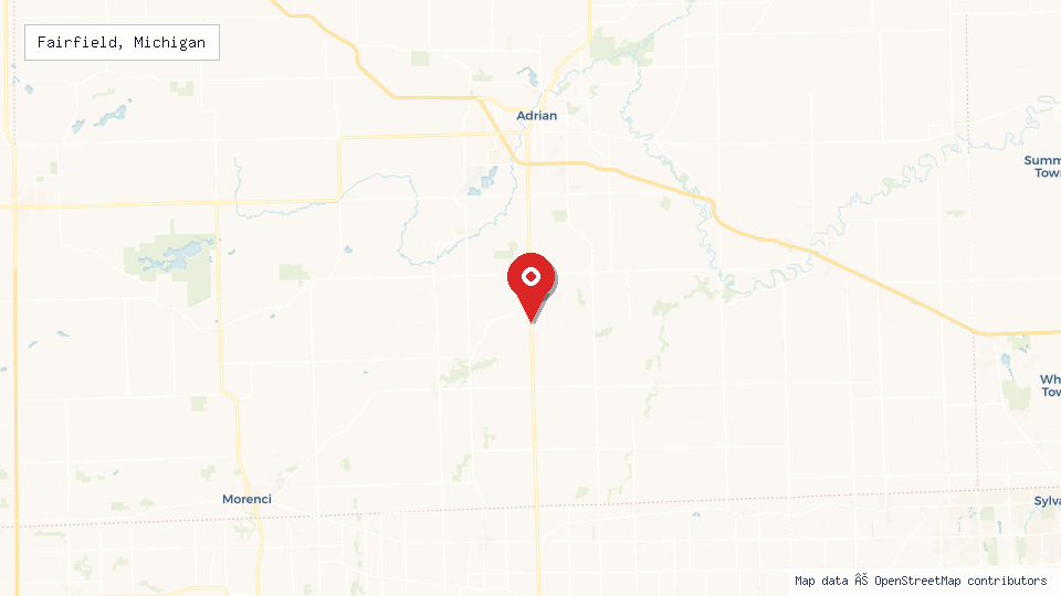 Street map of Fairfield, Michigan with location pin