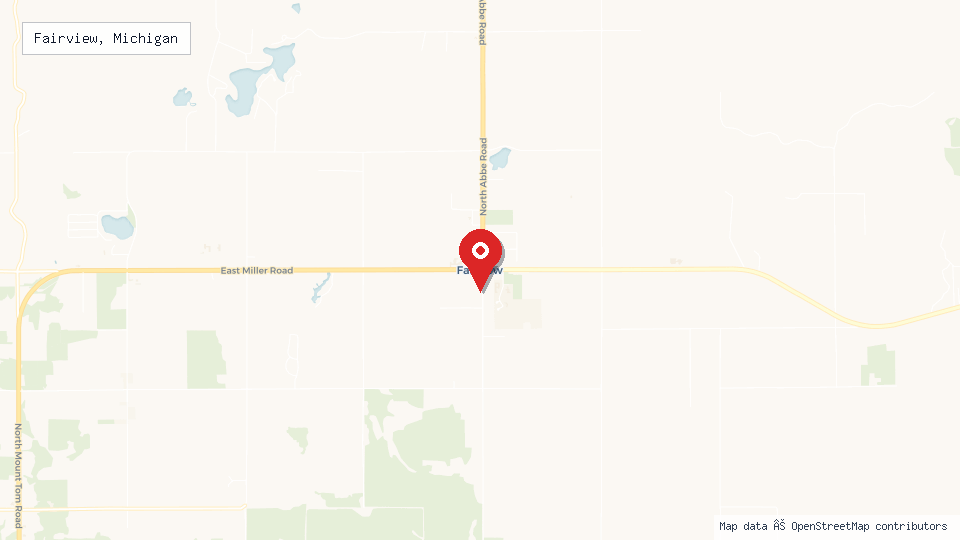 Street map of Fairview, Michigan with location pin