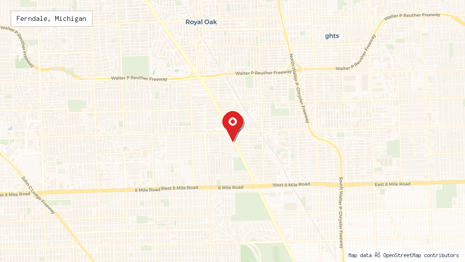 Street map of Ferndale, Michigan with location pin