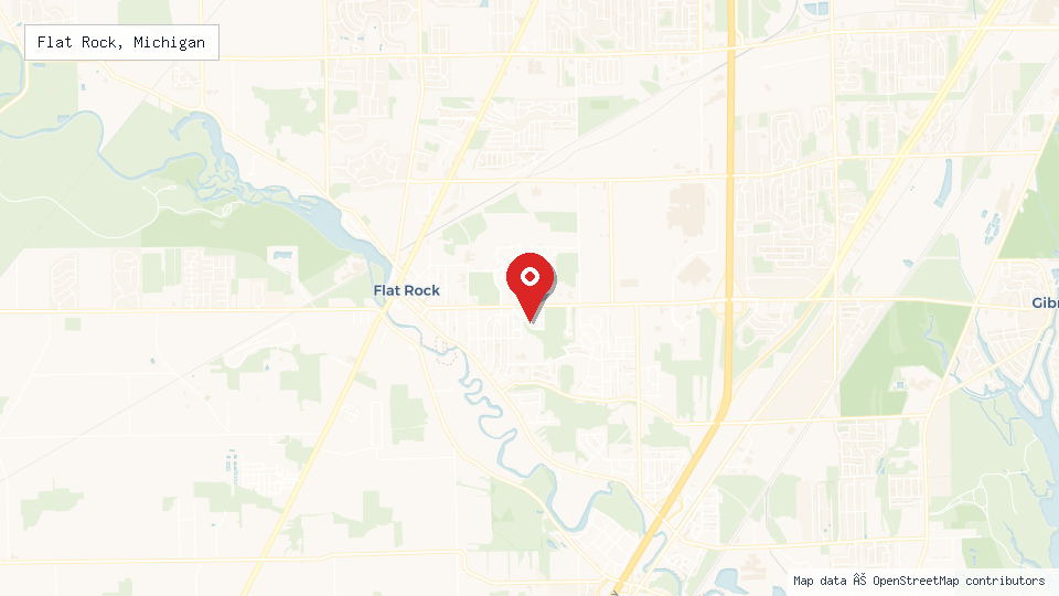 Street map of Flat Rock, Michigan with location pin