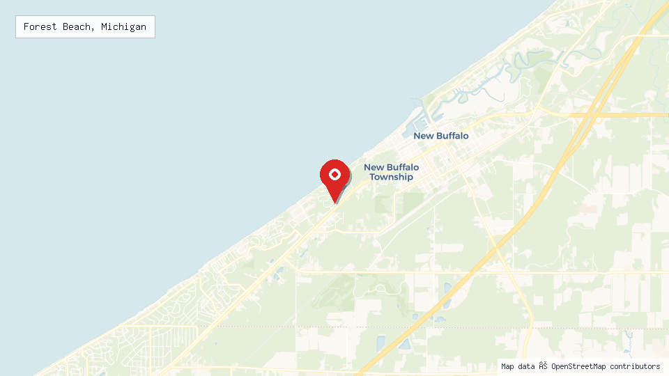 Street map of Forest Beach, Michigan with location pin