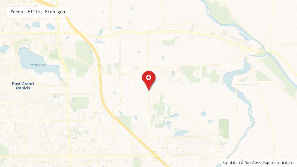 Street map of Forest Hills, Michigan with location pin
