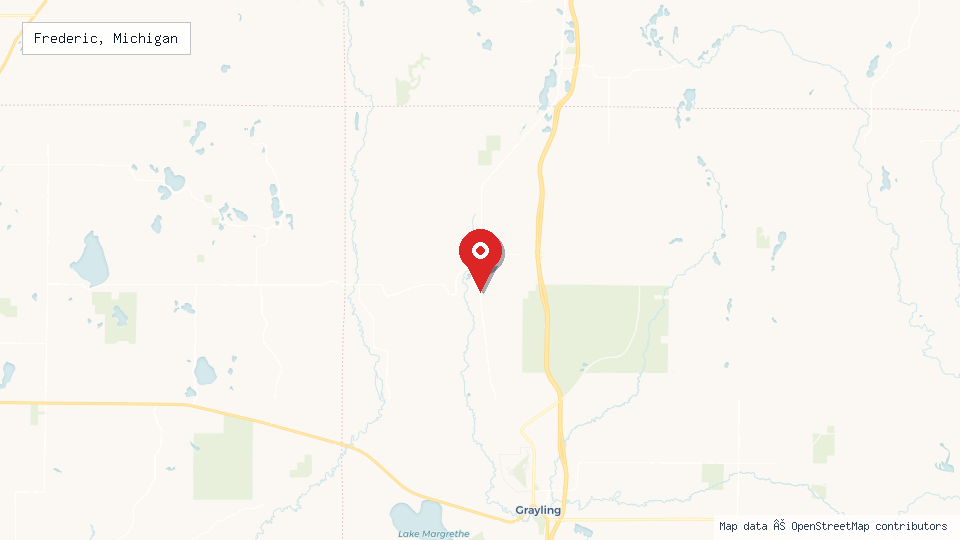 Street map of Frederic, Michigan with location pin