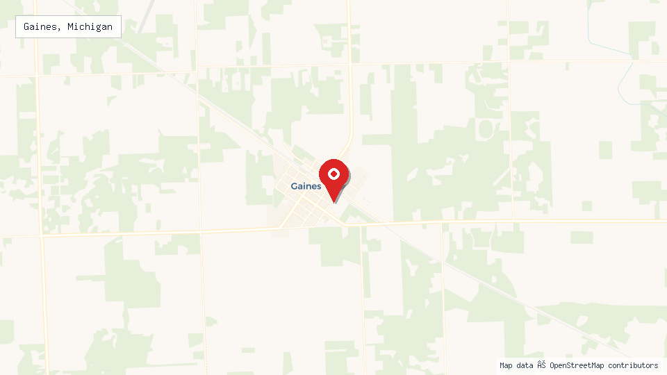 Street map of Gaines, Michigan with location pin