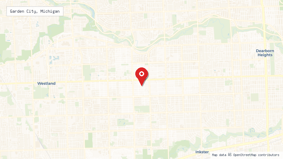 Street map of Garden City, Michigan with location pin